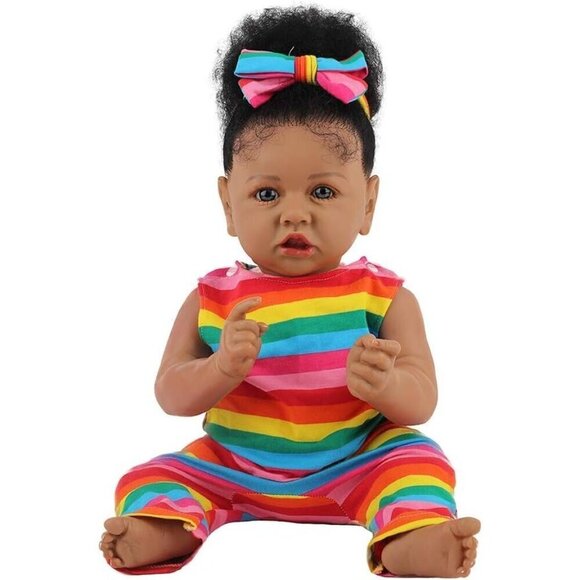 ✨ Hoomai Realistic Reborn Baby Dolls Yellow Soft Body African 22.8 Inch Kids - Picture 1 of 8